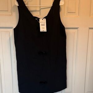 Zara Black Sleeveless Mini Dress with Ribbon Bow Details